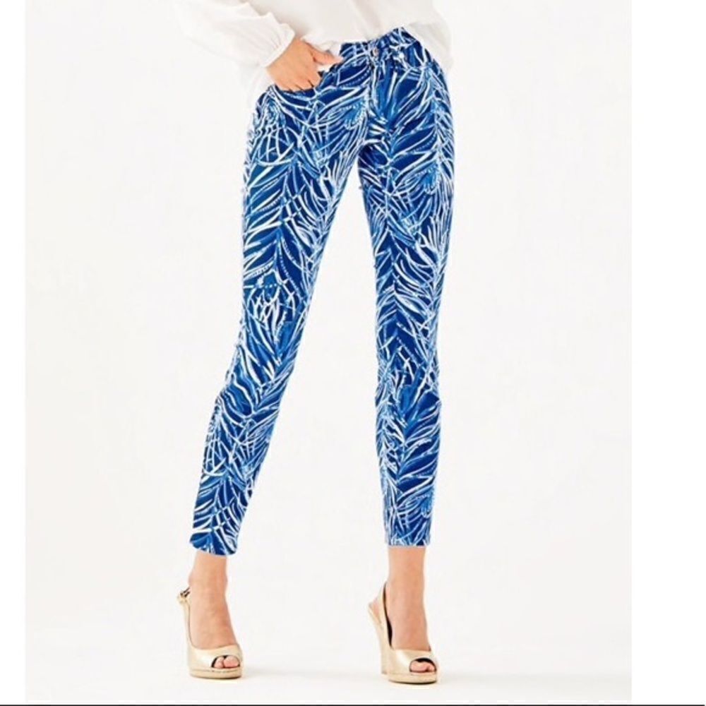 NWOT Lilly Pulitzer Twilight Blue Early Riser South Ocean Skinny Jeans sz 4